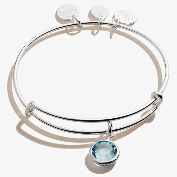 Alex and Ani Jewelry - Alex and Ani March Birthstone Charm Bangle, Aquamarine SILVER Bracelet